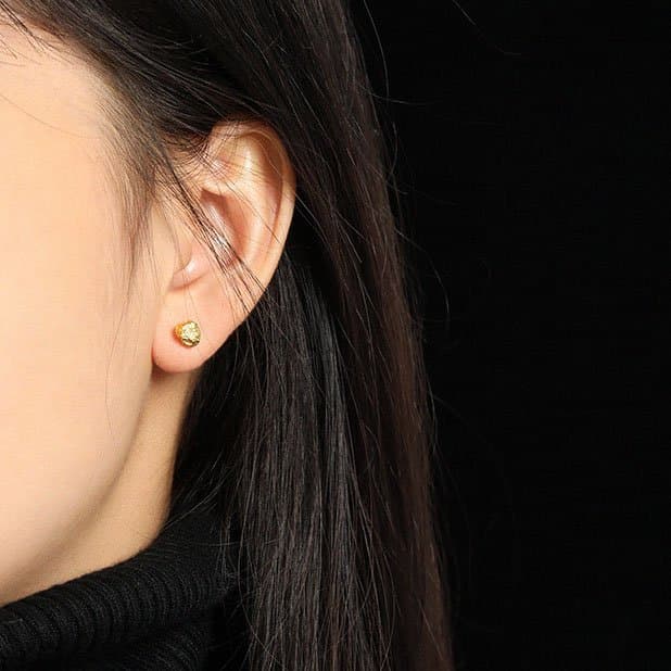 Irregular Uneven Stones 925 Sterling Silver Stud Earrings