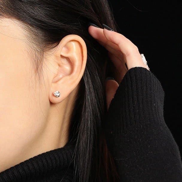 Irregular Uneven Stones 925 Sterling Silver Stud Earrings