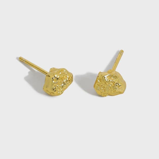 Irregular Uneven Stones 925 Sterling Silver Stud Earrings