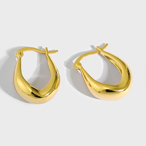 Irregular U Shape Hot 925 Sterling Silver Hoop Earrings