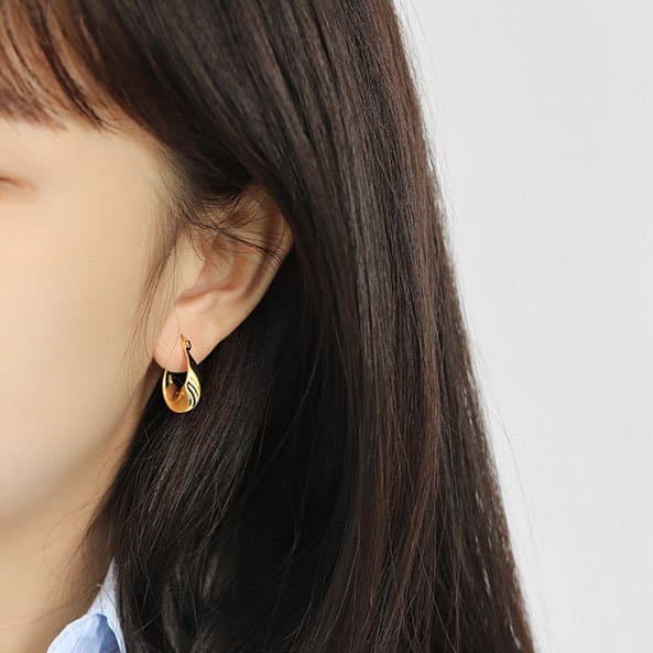 Irregular Twisted Circle 925 Sterling Silver Hoop Earrings