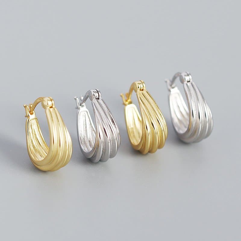 Spiral Geometric 925 Sterling Silver Hoop Earrings