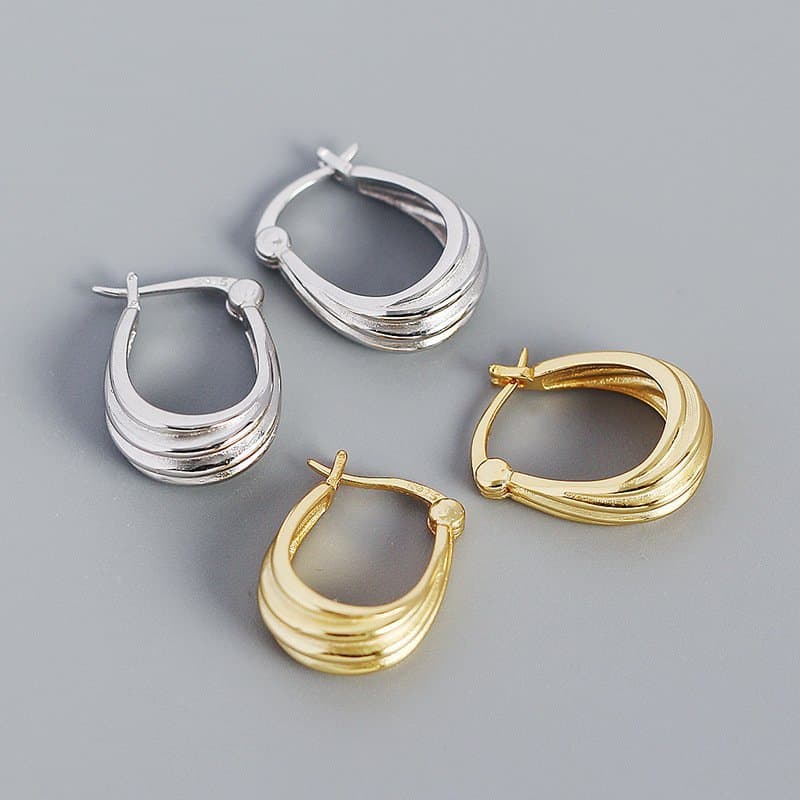 Spiral Geometric 925 Sterling Silver Hoop Earrings