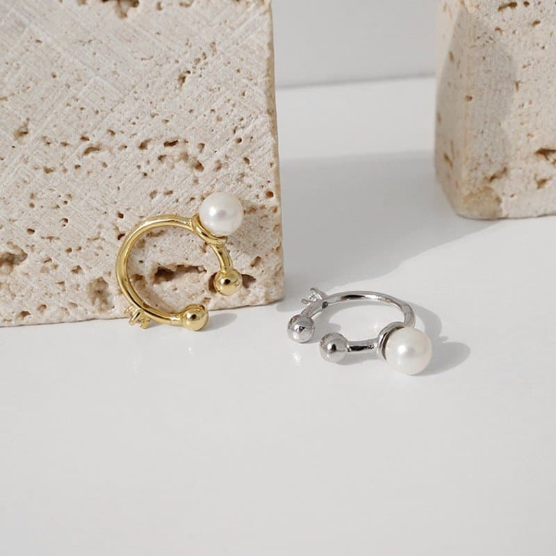Shell Pearl 925 Sterling Silver Non-Pierced Earrings