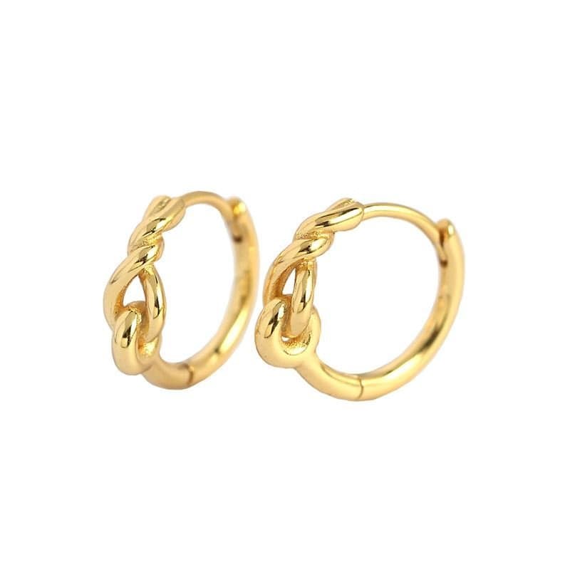 Lines Twisted 925 Sterling Silver Huggie Hoop Earrings