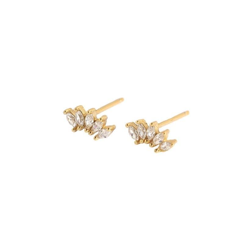 Oval CZ Crown 925 Sterling Silver Stud Earrings