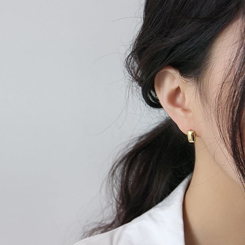 Geometric Rectangle 925 Sterling Silver Stud Earrings