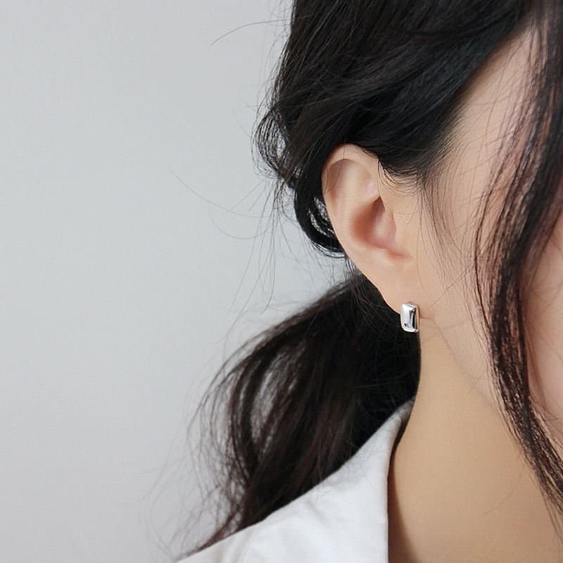Geometric Rectangle 925 Sterling Silver Stud Earrings