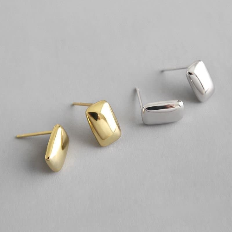 Geometric Rectangle 925 Sterling Silver Stud Earrings