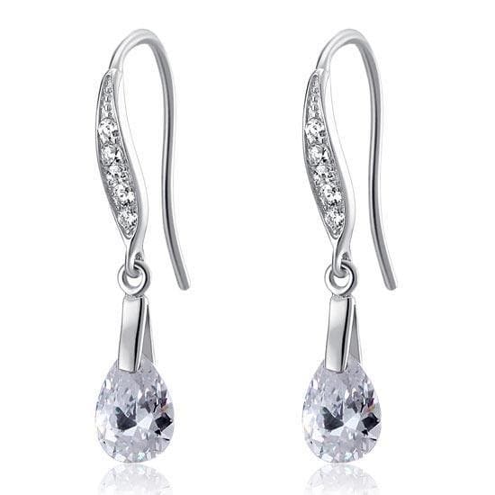 2 Carat Pear Cut Created Diamond Dangle Earrings