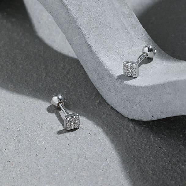 Stars Crescent Moon Round Square Triangle 925 Sterling Silver Stud Earrings