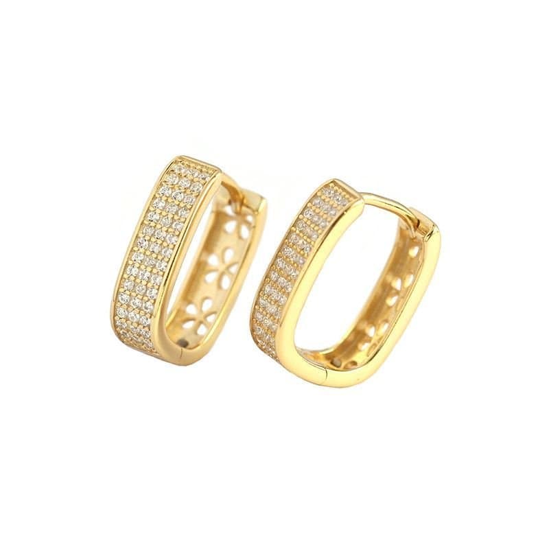 Micro Setting CZ U Shape 925 Sterling Silver Hoop Earrings