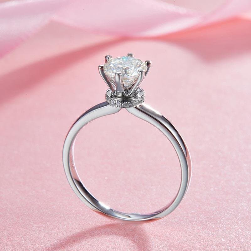 1 Carat Moissanite Diamond 6 Claws Engagement Ring