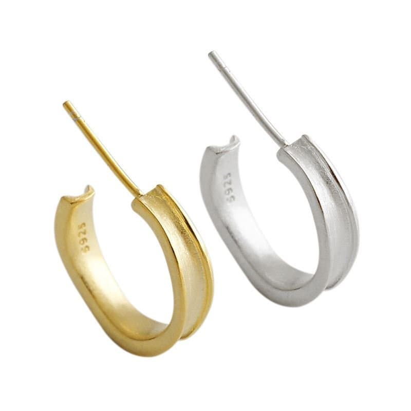 Small C Shape 925 Sterling Silver Hoop Earrings