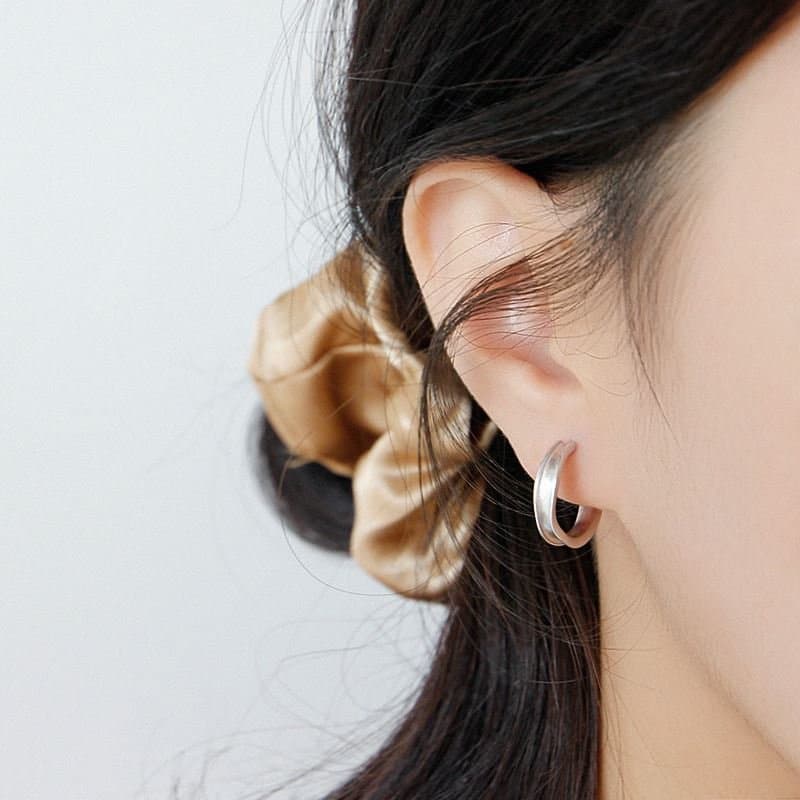 Small C Shape 925 Sterling Silver Hoop Earrings