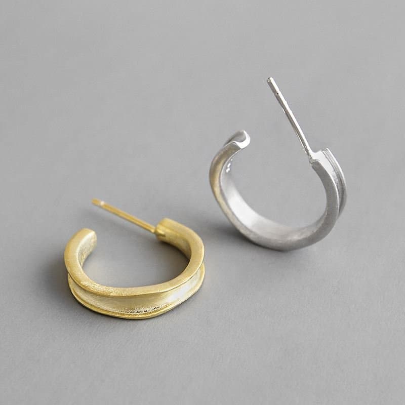 Small C Shape 925 Sterling Silver Hoop Earrings