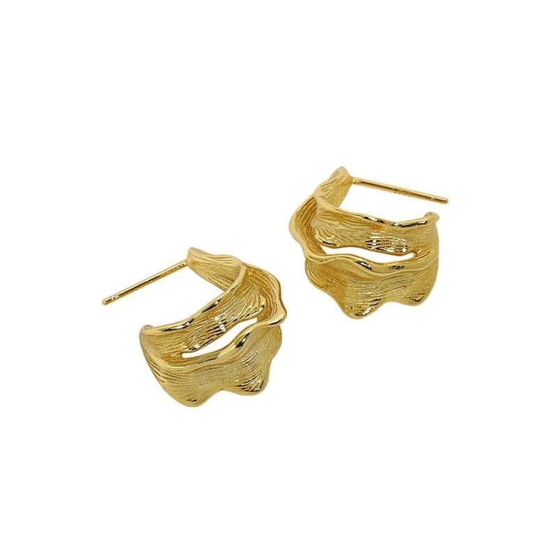 Irregular Twisted 925 Sterling Silver Hoop Earrings