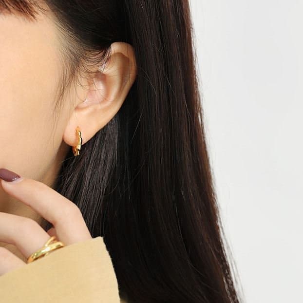 Irregular Circle 925 Sterling Silver Hoop Earrings