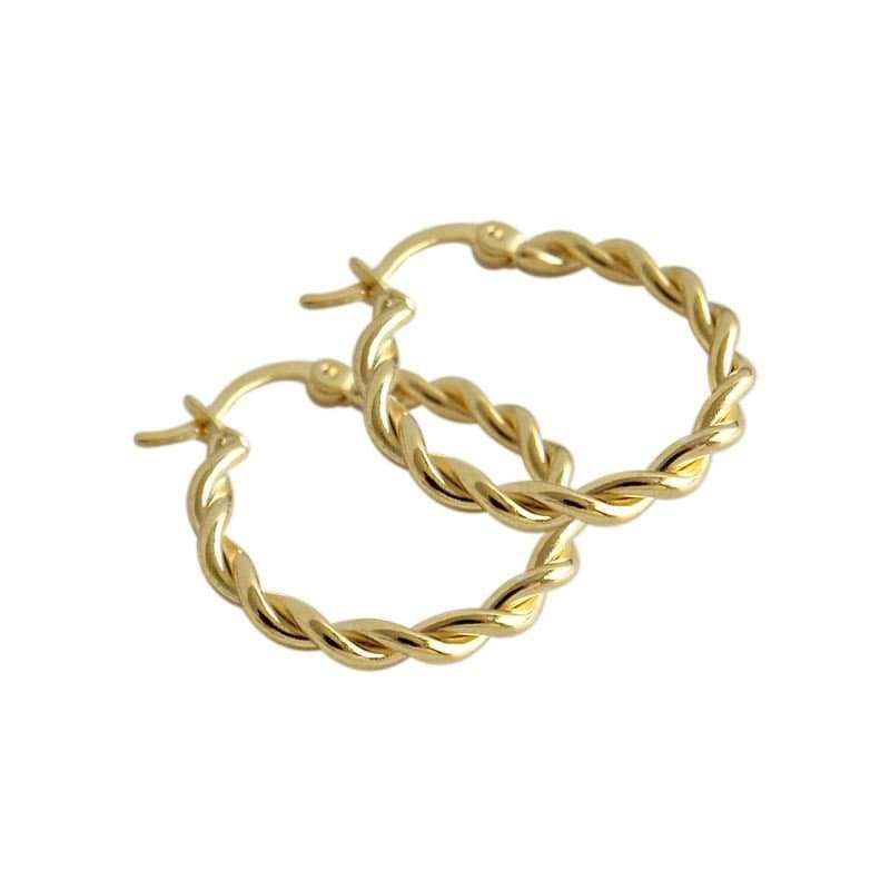 Twisted Circle 925 Sterling Silver Huggie Hoop Earrings