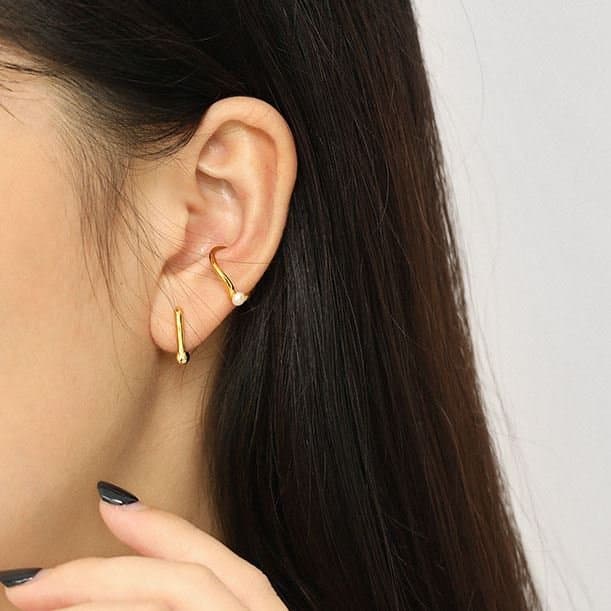 Geometric Hollow Rectangle U Shape 925 Sterling Silver Hoop Earrings