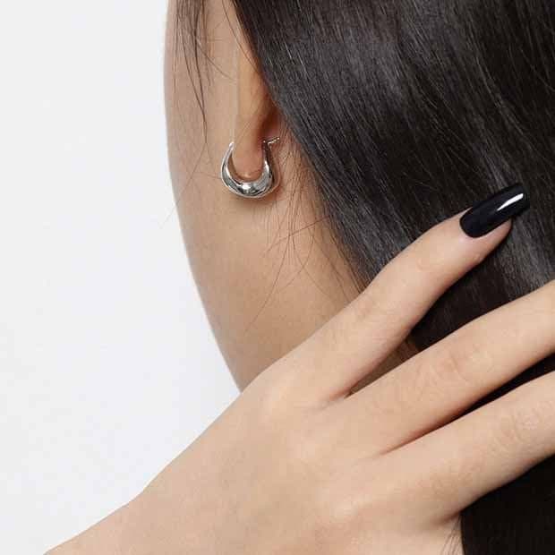 Geometric Agravity Circles 925 Sterling Silver Hoop Earrings