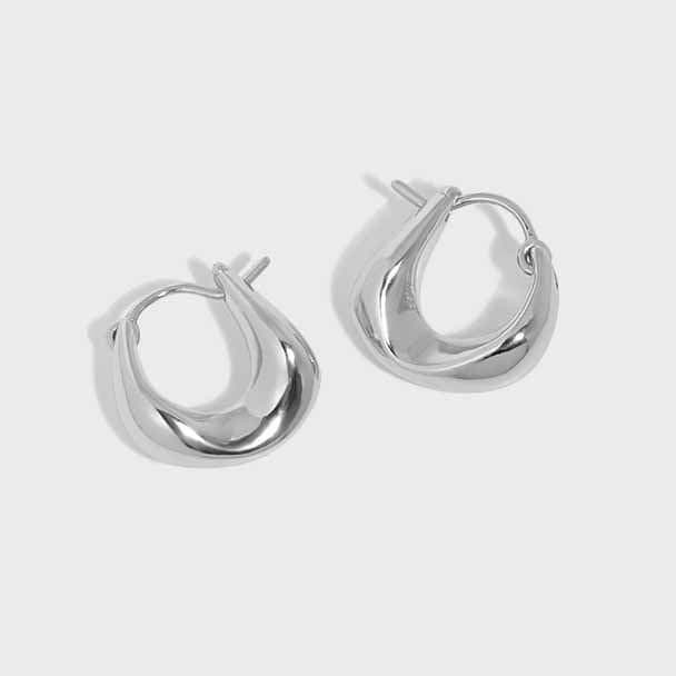 Geometric Agravity Circles 925 Sterling Silver Hoop Earrings