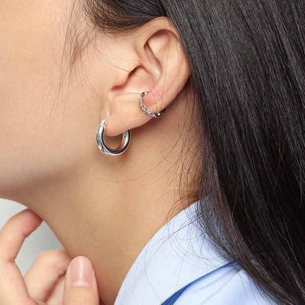 Minimalism Geometric Mini Circles 925 Sterling Silver Huggie Hoop Earrings
