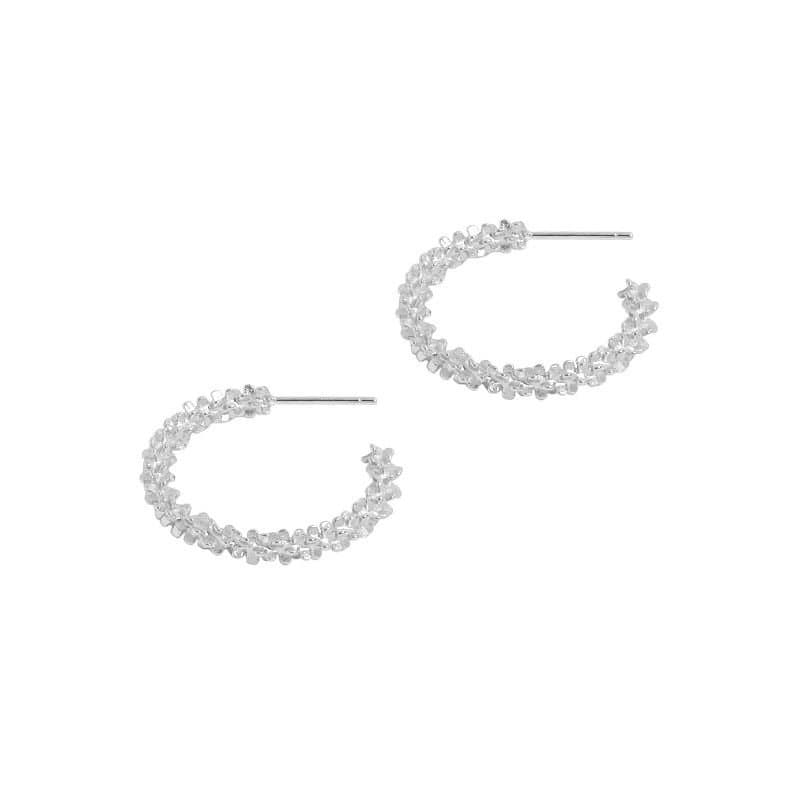 Shining Babysbreath 925 Sterling Silver Hoop Earrings