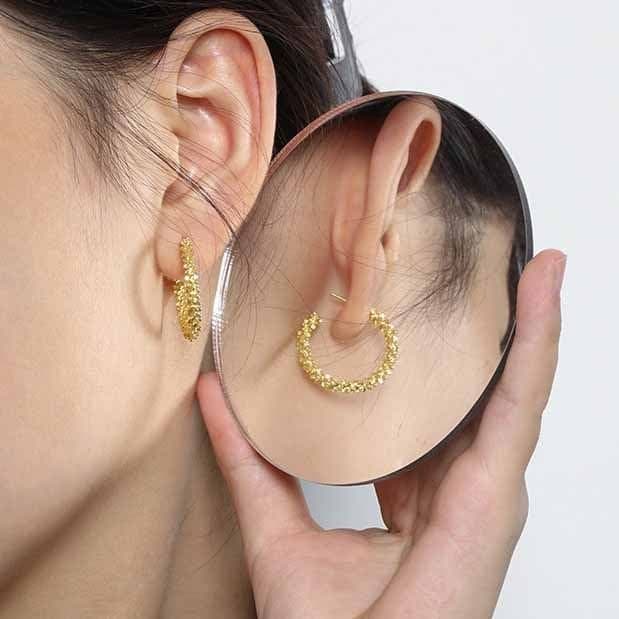 Shining Babysbreath 925 Sterling Silver Hoop Earrings