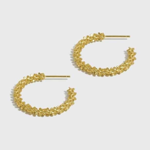 Shining Babysbreath 925 Sterling Silver Hoop Earrings