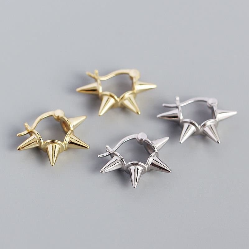 Punk Rivet 925 Sterling Silver Hoop Earrings