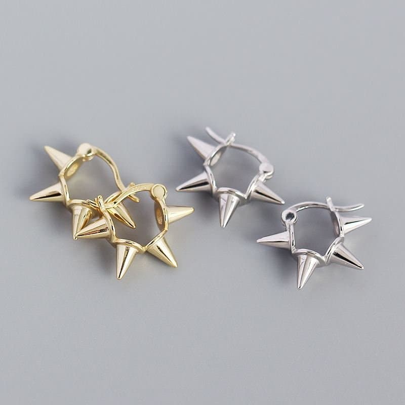 Punk Rivet 925 Sterling Silver Hoop Earrings