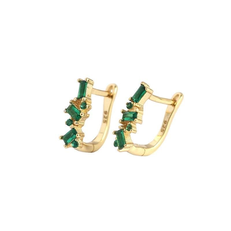 CZ U Shape 925 Sterling Silver Hoop Earrings