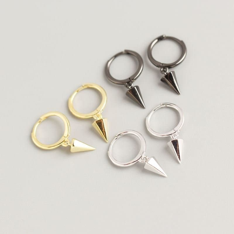 Minimalism Conic Geometric 925 Sterling Silver Hoop Earrings
