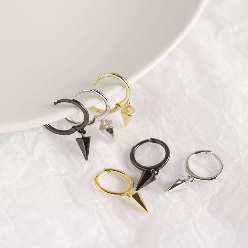Minimalism Conic Geometric 925 Sterling Silver Hoop Earrings