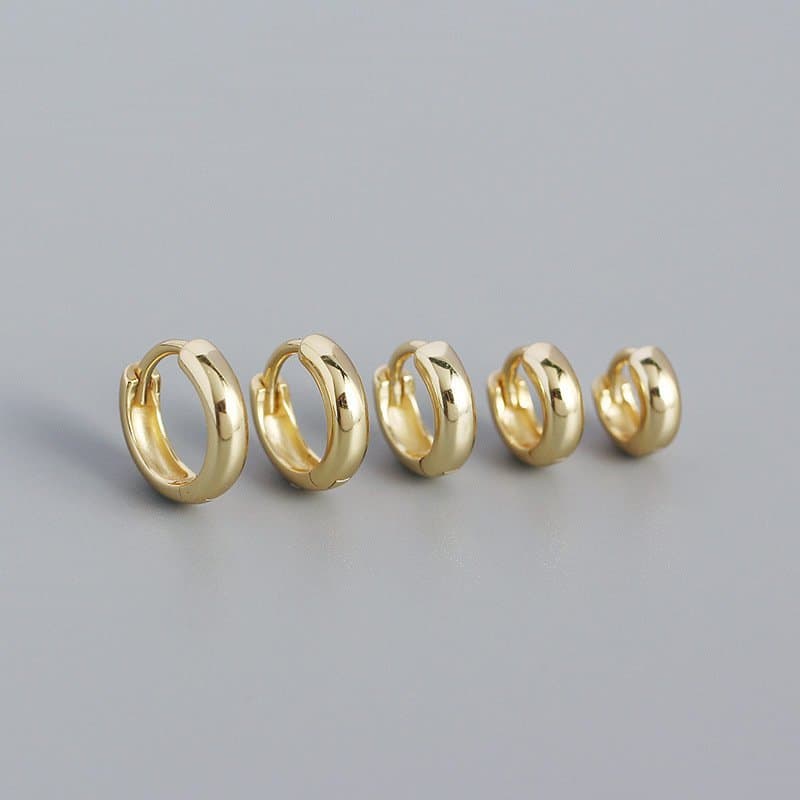 Minimalism Small Circle 925 Sterling Silver Huggie Hoop Earrings