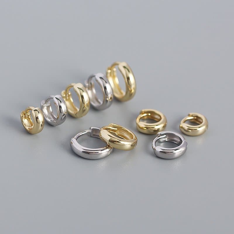 Minimalism Small Circle 925 Sterling Silver Huggie Hoop Earrings