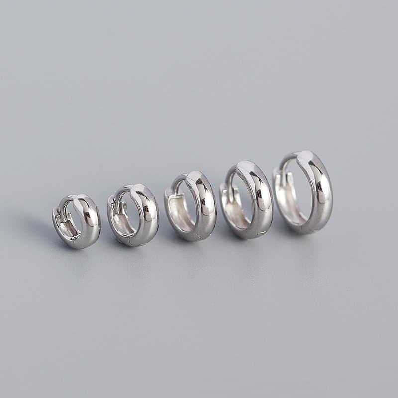 Minimalism Small Circle 925 Sterling Silver Huggie Hoop Earrings