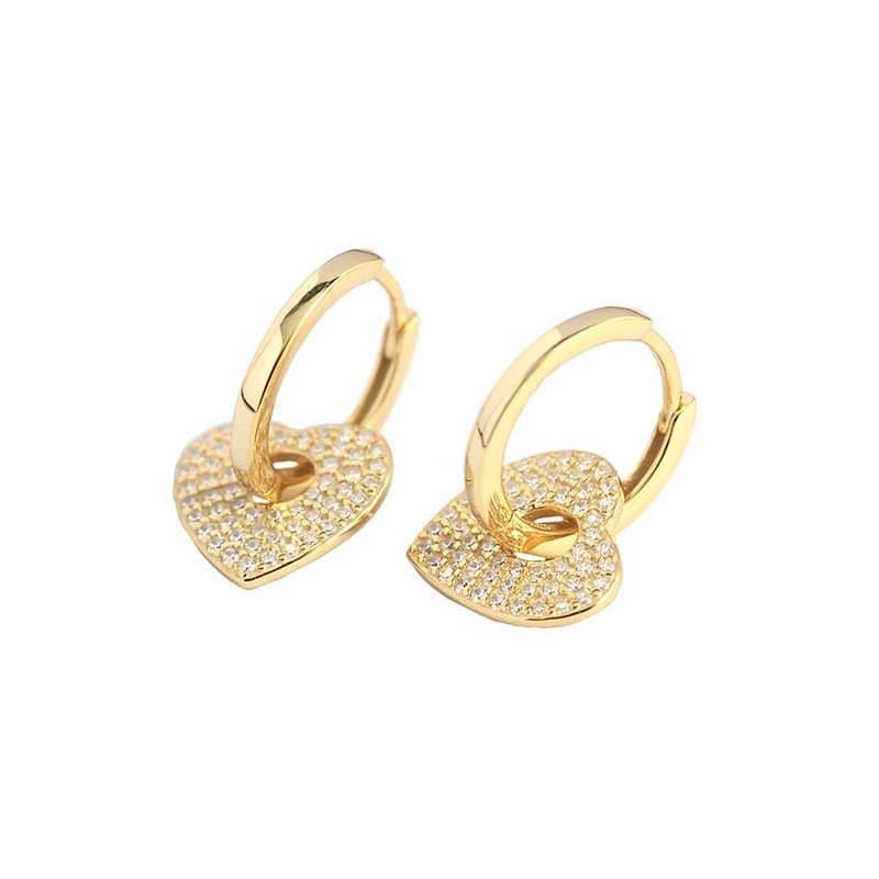 Micro Setting CZ Heart 925 Sterling Silver Hoop Earrings