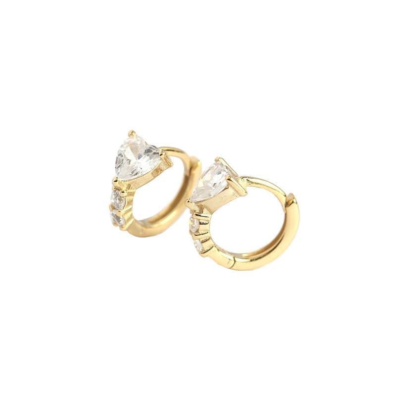 Girl CZ Heart Geometric 925 Sterling Silver Hoop Earrings