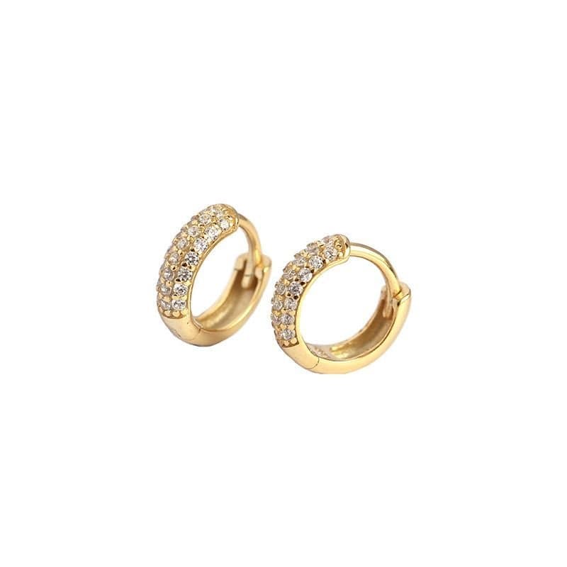 CZ Lines 925 Sterling Silver Huggie Hoop Earrings
