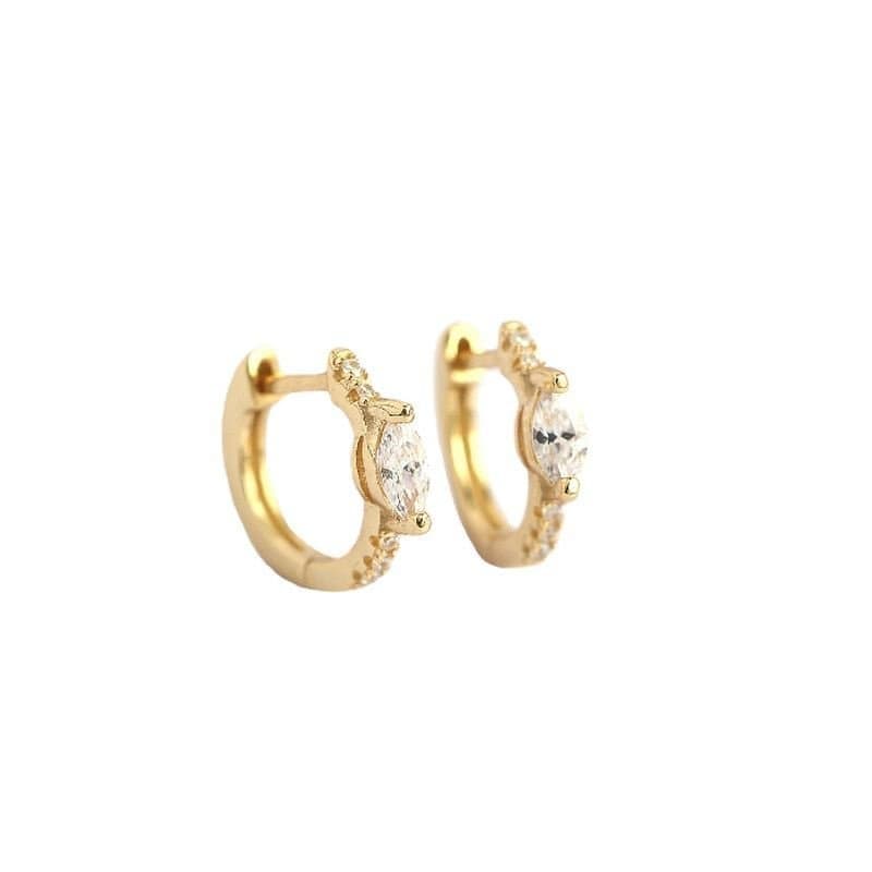 Mini Oval CZ 925 Sterling Silver Huggie Hoop Earrings