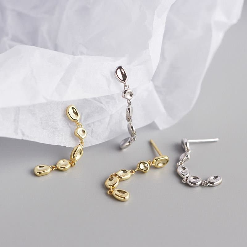 Irregular Round Geometric 925 Sterling Silver Dangling Earrings