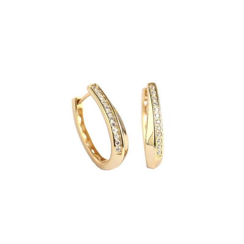 CZ U Shape 925 Sterling Silver Hoop Earrings