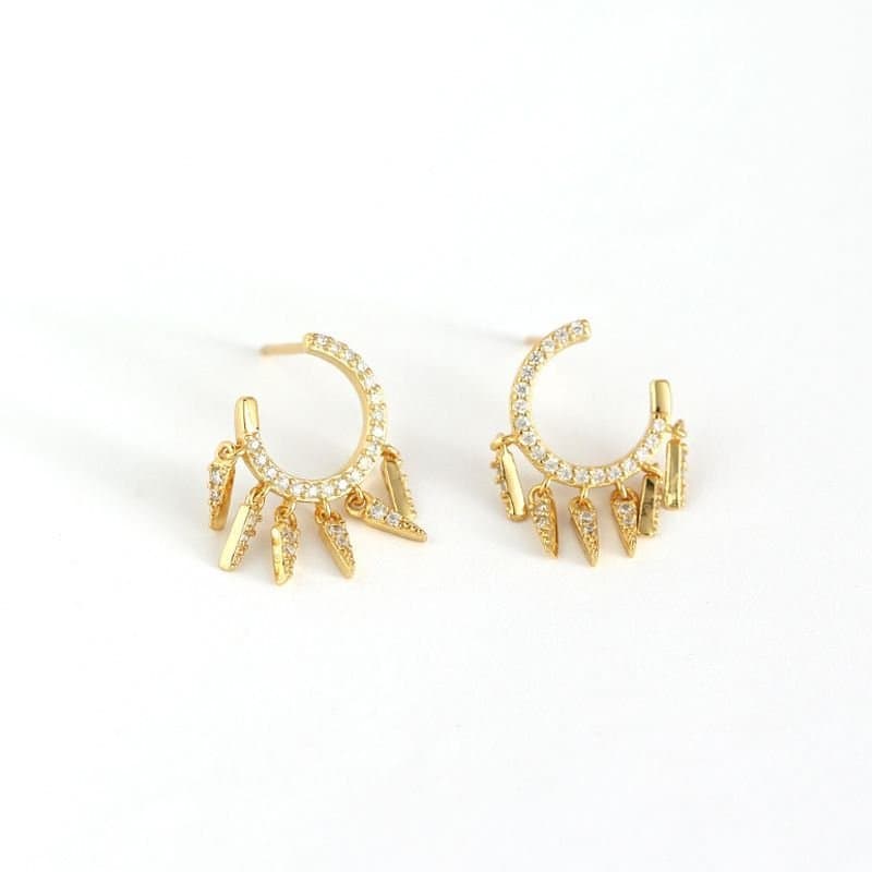 CZ Tassels 925 Sterling Silver Hoop Earrings
