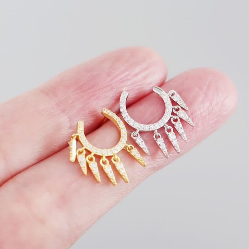 CZ Tassels 925 Sterling Silver Hoop Earrings
