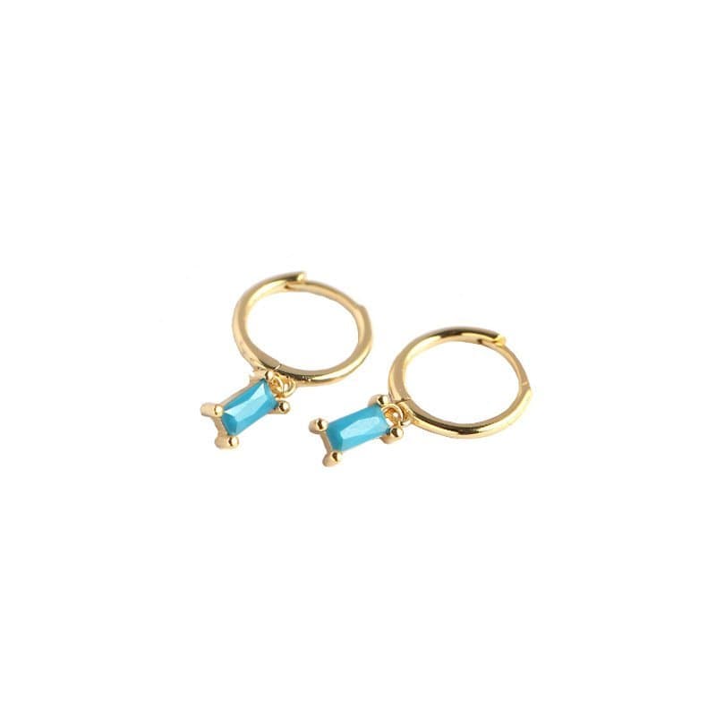 Geometric Rectangle CZ 925 Sterling Silver Hoop Earrings