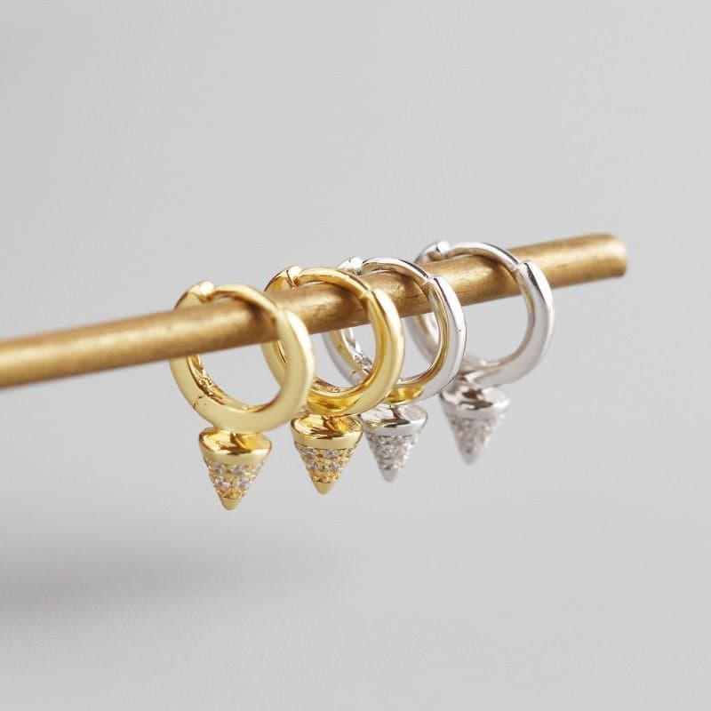CZ Rivet 925 Sterling Silver Hoop Earrings