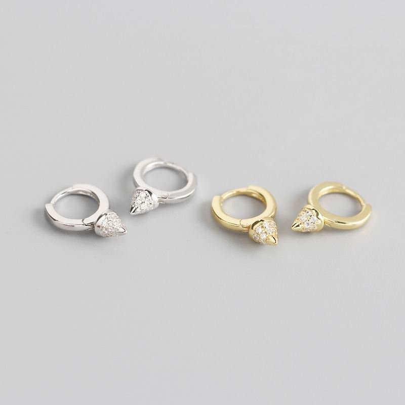 CZ Rivet 925 Sterling Silver Hoop Earrings