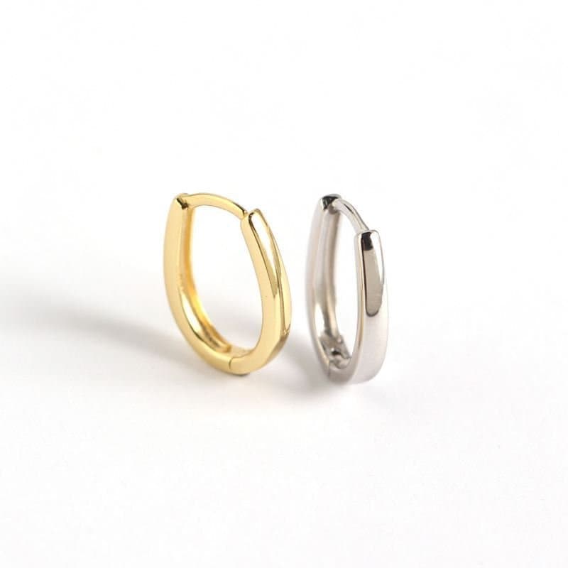 Minimalism U Shape Geometric 925 Sterling Silver Hoop Earrings